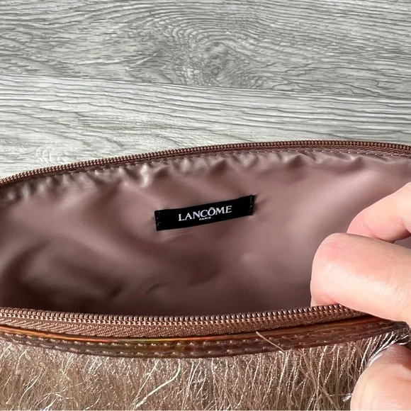LANCÔME Clutch Makeup Bag Travel Textured Fringe Metallic Zippered fully lined - Picture 6 of 8
